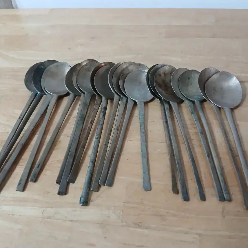 [BUNJANG] Antique Brass Spoon Set (20 pcs) / 놋 숟가락