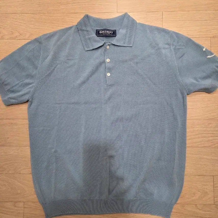 [BUNJANG] Gant Woollens Cotton Short Sleeve Collar Knit Blue / 건지울른스 코튼 반팔 카라 니트 블루