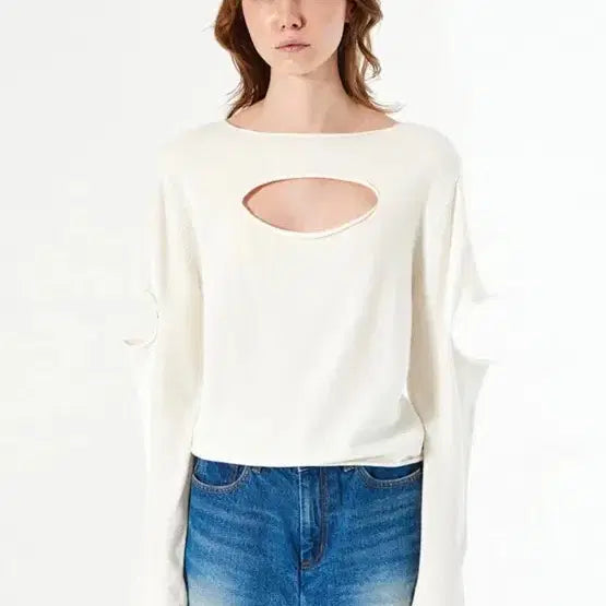 [BUNJANG] Diagonal Cutting Hole Knit / 다이애그널 컷팅 홀 니트 cutting hole knit