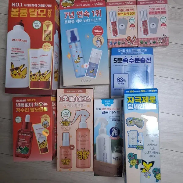[BUNJANG] Bundle Pokemon Edition Skincare and Haircare Set / 일괄 새상품 올리브영 포켓몬 샴푸 헤어미스트 토너패드 틴트 클렌징밀크 헤어앰플