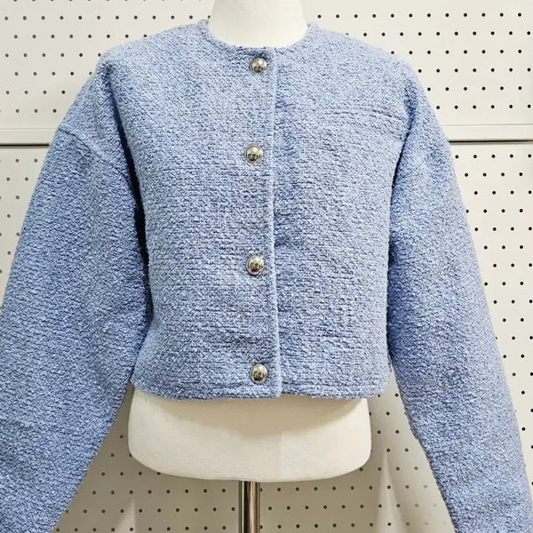 [BUNJANG] H&M Tweed Cropped Jacket Blue / H&M 트위드 자켓 크롭자켓 블루