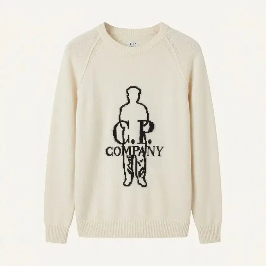 [BUNJANG] CP Company Big Logo Wool Knit Ivory / CP컴퍼니 빅로고 울 니트 아이보리 (110)