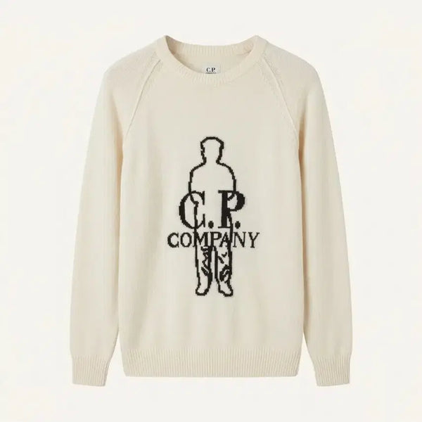 [BUNJANG] CP Company Big Logo Wool Knit Ivory / CP컴퍼니 빅로고 울 니트 아이보리 (110)