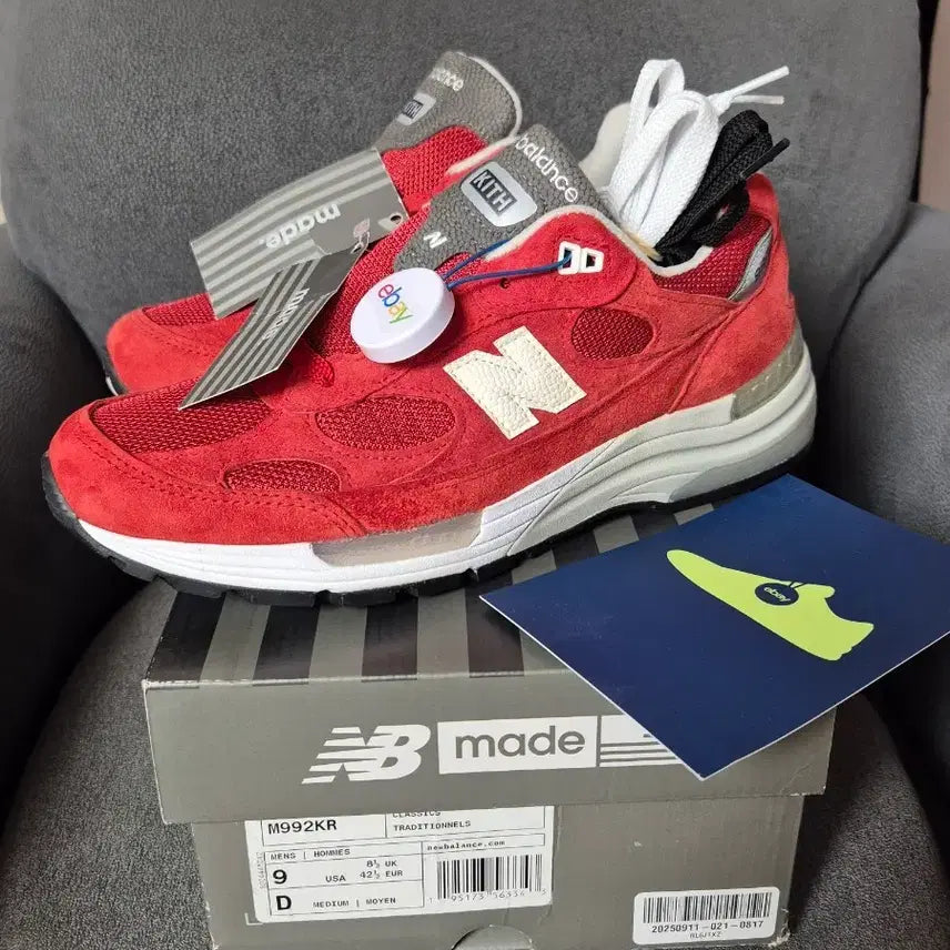[BUNJANG] New Balance 992 Kith Collaboration Red Sneakers (US 9 / 270) / 뉴발란스 992 KITH 레드 270