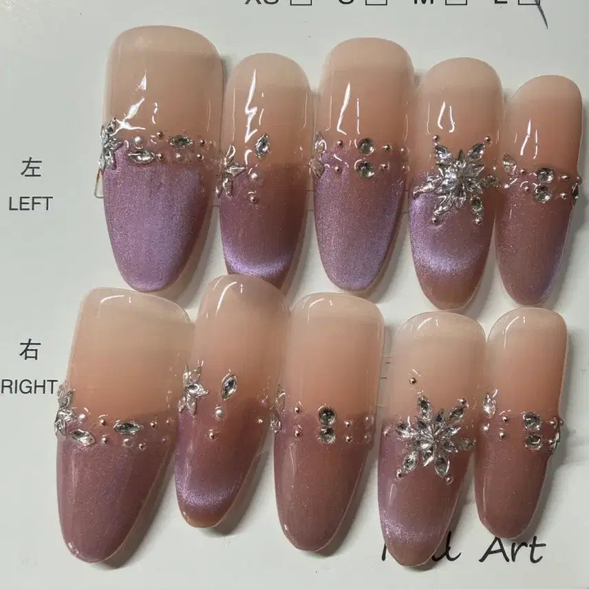 [BUNJANG] Nail Tips - Size L, Swarovksi Embellished / 네일팁 판매 길이 3 사이즈 L 스와팁 (124)
