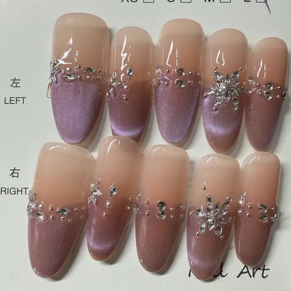 [BUNJANG] Nail Tips - Size L, Swarovksi Embellished / 네일팁 판매 길이 3 사이즈 L 스와팁 (124)