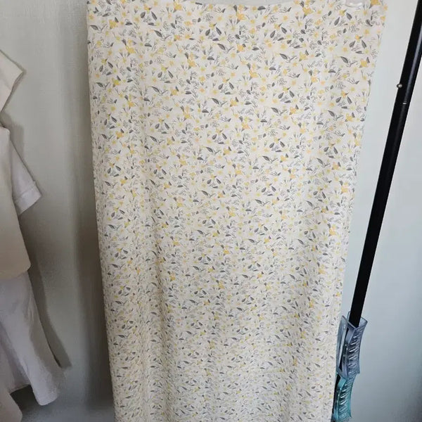 [BUNJANG] Yellow Flower Pattern Long Skirt / 옐로우 플라워 패턴 롱 스커트