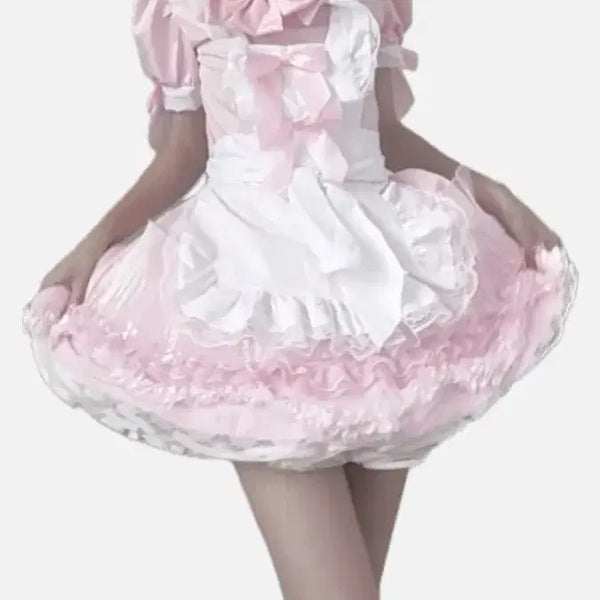 [BUNJANG] Pink Maid Lolita Dress Japanese Idol Cosplay Costume / 급처) 핑크 메이드복 양산형 로리타 일본 아이돌 의상 마도카 코스프레 의상