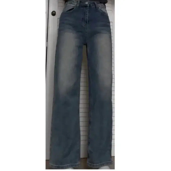 [BUNJANG] Washed Wide Straight Leg Denim Jeans / 와이드 일자 워싱 데님 팬츠 청바지