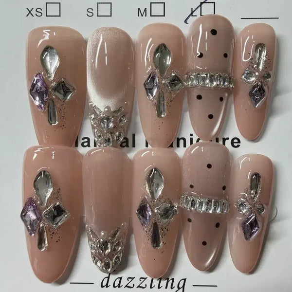 [BUNJANG] Nail Tips L Size Swarovksi Crystal Set / 네일팁 판매 길이 3 사이즈 L 스와팁 (127)