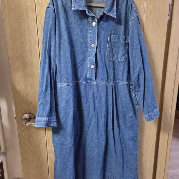 [BUNJANG] Plus Size Long Sleeve Denim Dress / 빅사이즈 긴팔 데님 원피스