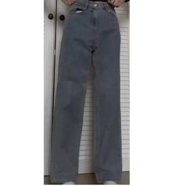 [BUNJANG] Grey Wide Denim Pants / 그레이 와이드 데님 팬츠