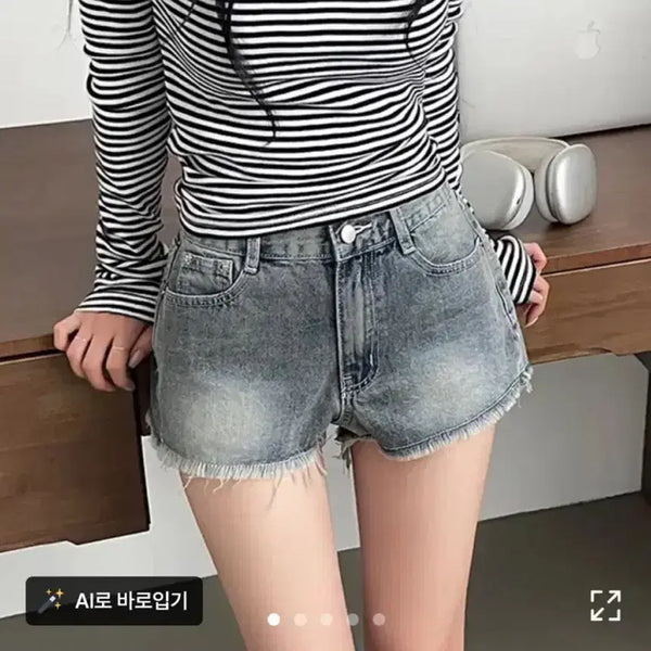 [BUNJANG] Ablley Vintage Micro Low Denim Shorts / 에이블리 빈티지 마이크로 로우 데님 반바지 숏츠