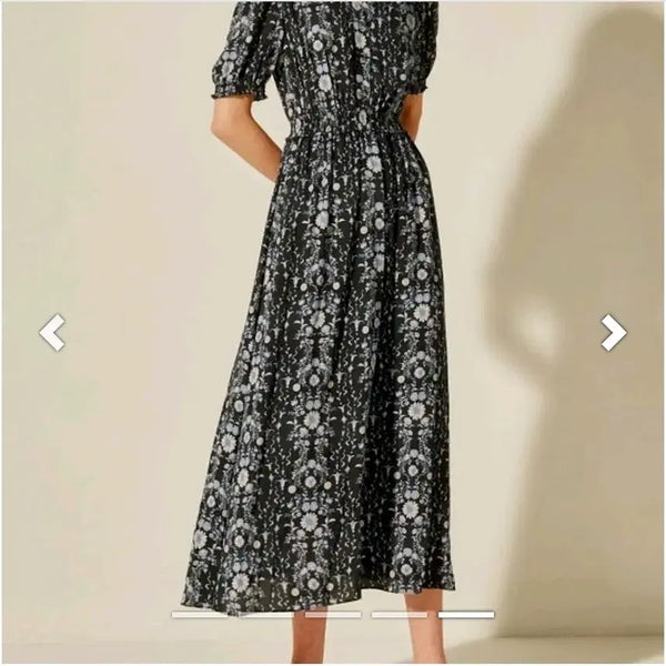 [BUNJANG] Sandro Floral Smocked Long Dress / 2021.산드로 )소매.허리 스모킹 잔꽃 원피스