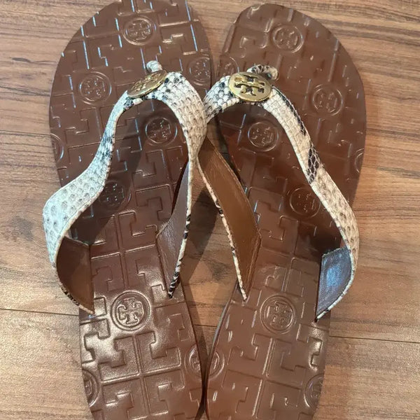 [BUNJANG] Tory Burch Vampy Slides Brown Size 7 / 사용감 적은 토리버치 뱀피 쪼리 브라운 7사이즈