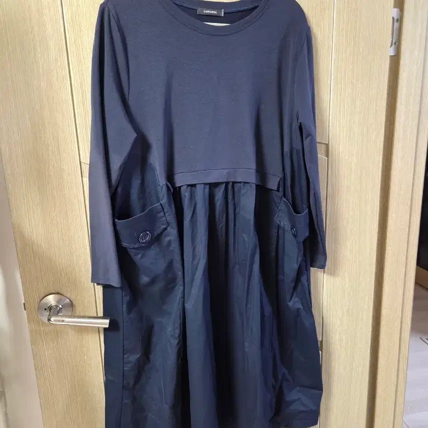 [BUNJANG] Navy Long Sleeve Plus Size Dress / 네이비 긴팔 빅사이즈 원피스