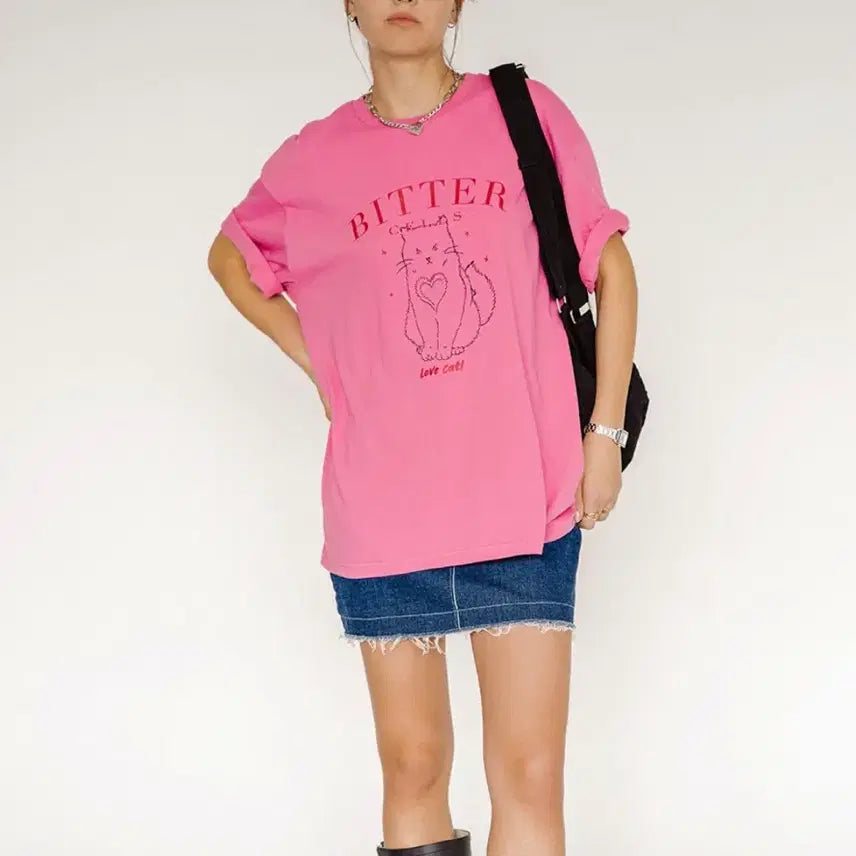 [BUNJANG] Bitter Cells Oversized Half Sleeve T-shirt Pink / 비터셀즈 오버핏 반팔티 핑크