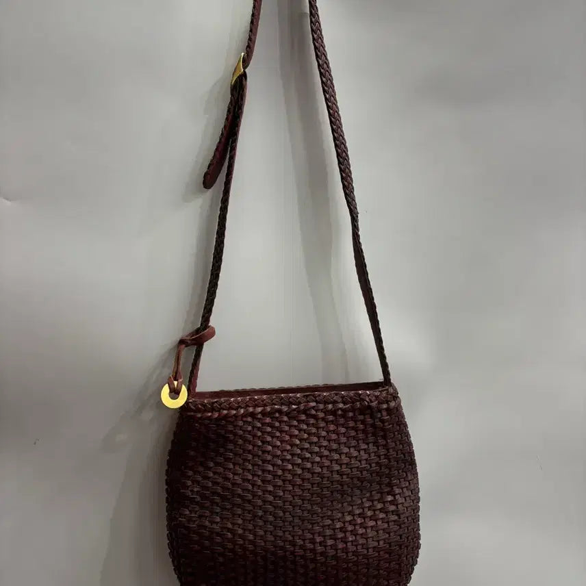 [BUNJANG] CESTI COLLECTION Dark Brown Woven Leather Shoulder Bag / [가로 30 / 세로 22] 체스티 컬렉션 다크 브라운 위빙 숄더백 4.5