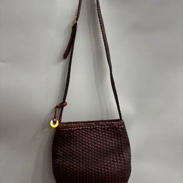 [BUNJANG] CESTI COLLECTION Dark Brown Woven Leather Shoulder Bag / [가로 30 / 세로 22] 체스티 컬렉션 다크 브라운 위빙 숄더백 4.5
