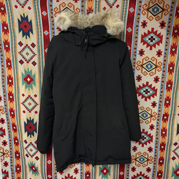 [BUNJANG] Canada Goose Women's Logo Patch Hooded Long Padding S/90 / 캐나다구스 여성 로고 와펜 후드 롱패딩 S/90