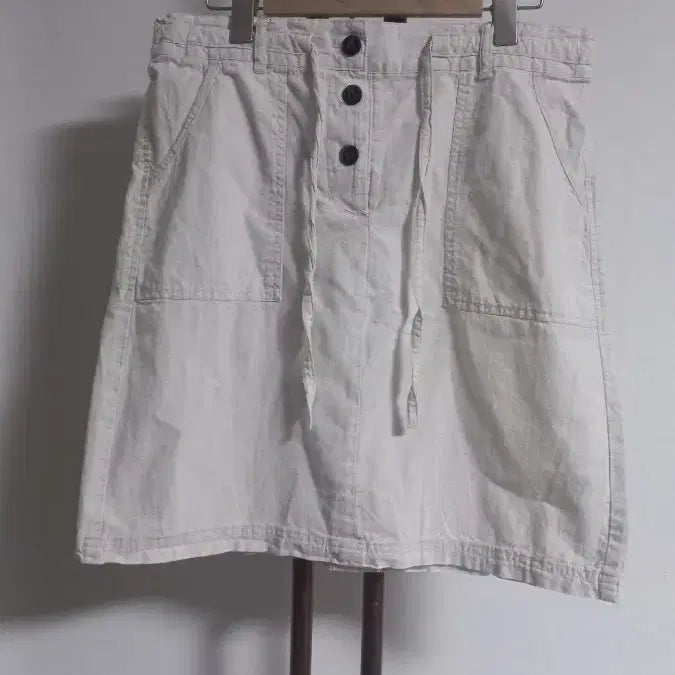 [BUNJANG] Mini Skirt Size 77 Ivory / 뒷밴딩 미니스커트 77