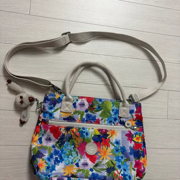 [BUNJANG] Kipling Flower Pattern Crossbody Bag / 키플링 크로스백 플라워 패턴