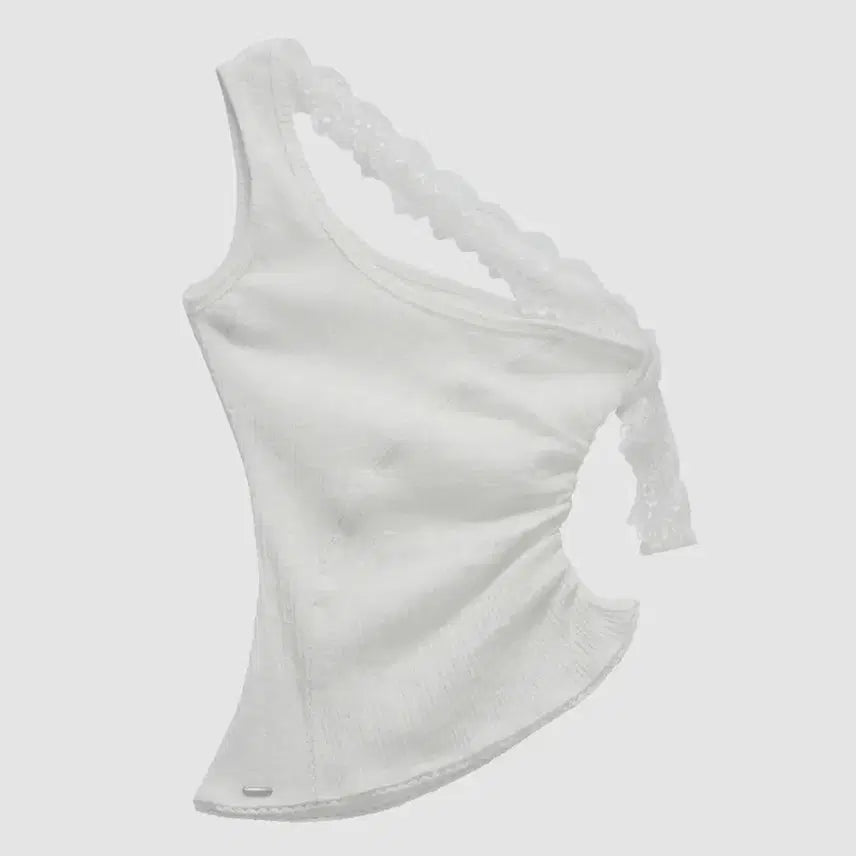 [BUNJANG] Estre au sommet Lace One-Shoulder Shirring Top (White) / 에트오소메 Lace One-Shoulder Shirring Top (White)