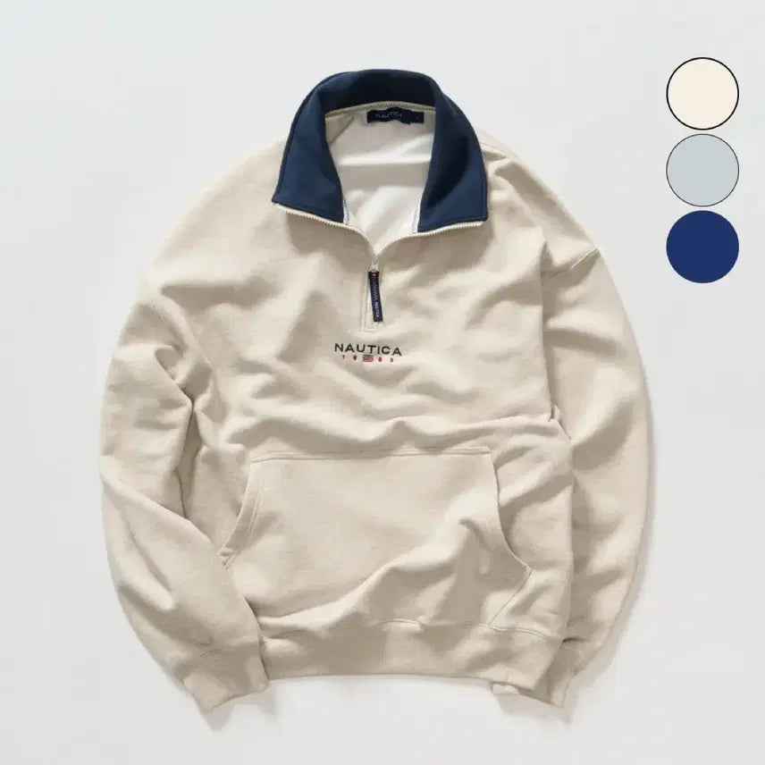 [BUNJANG] Nautica 83 Flag Half-Zip Sweatshirt (Fleece Lined) / 노티카 83플래그 하프집업 스웨트셔츠 기모ver