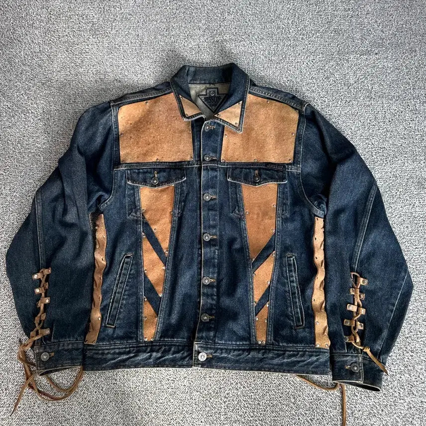 [BUNJANG] Vintage Missoni Denim Jacket with Suede Panels and Harley-Davidson Custom Patch / 미쏘니 청자켓 빈티지