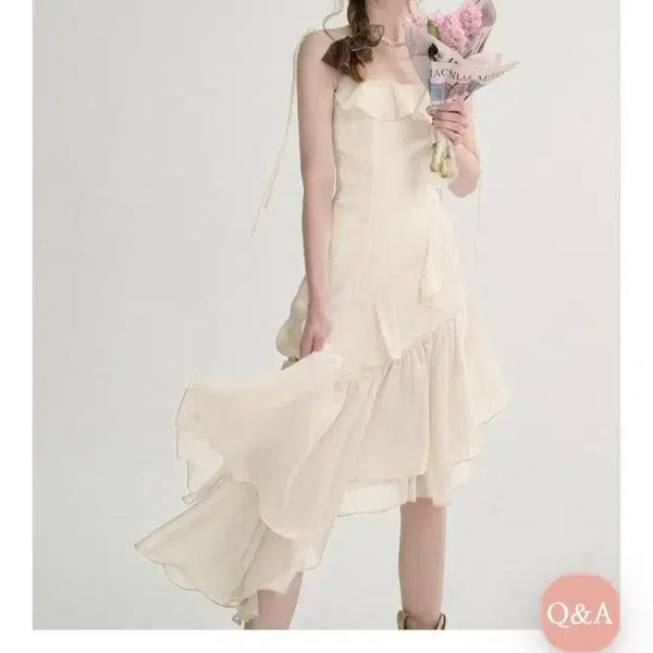 [BUNJANG] SINDEN April Unbalance Dress (Ivory, S) / 신스덴 에이프릴 언발란스 원피스 (아이보리, S)