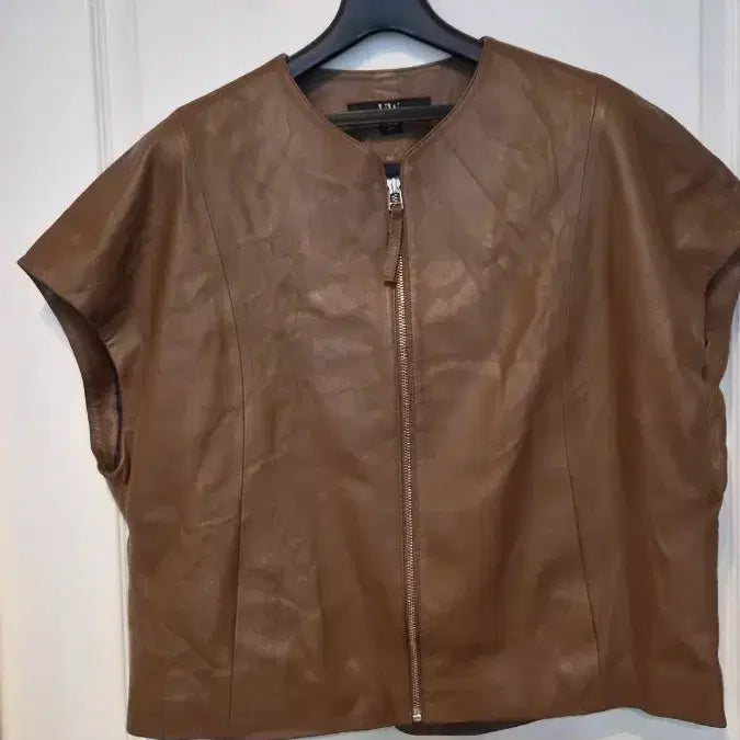 [BUNJANG] Vera Wang Genuine Lambskin Vest Brown / 베라왕 (새)양가죽 반가슴 60 길이61