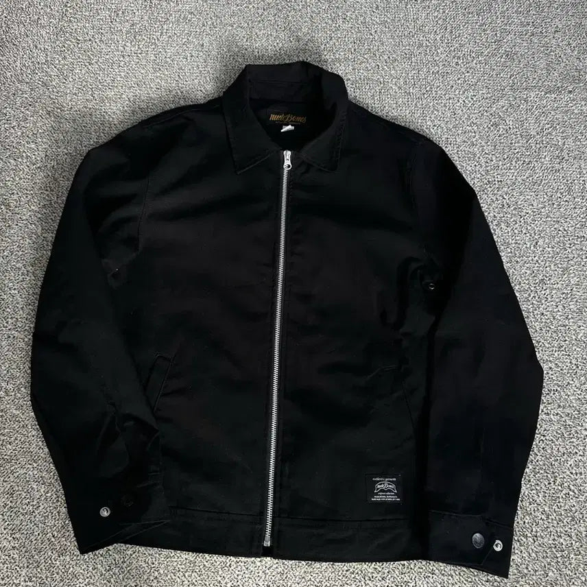 [BUNJANG] Nutty Bones Black Zip-Up Jacket with Flower Embroidery / 누드본즈 자켓