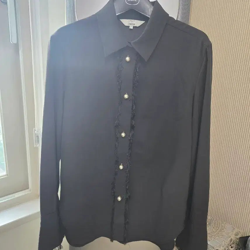[BUNJANG] Objet Gray Fringe Detail Blouse / 오브제 블라우스 55
