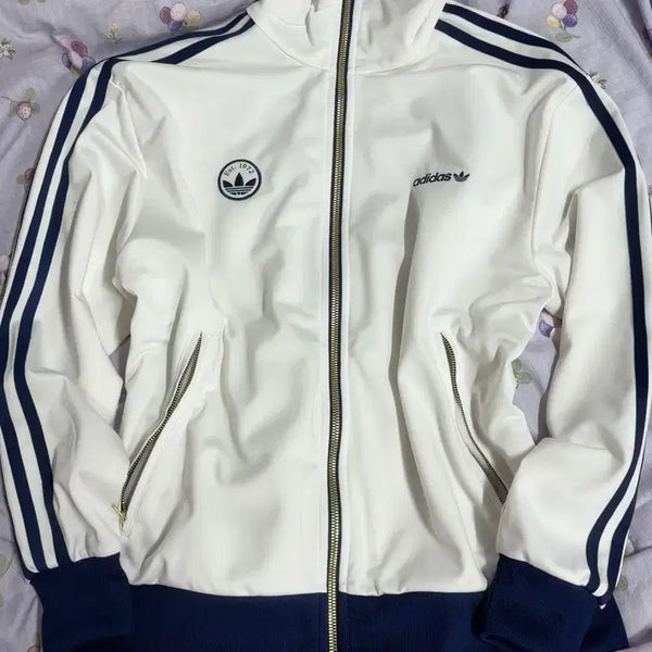 [BUNJANG] Adidas Three Stripes Firebird Track Top Jersey White Navy / 아디다스 삼선 트랙탑 화이트 네이비 파이어버드 배지 져지 판매 양도