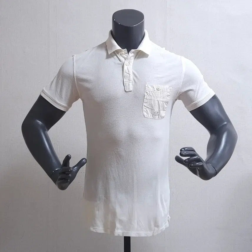 [BUNJANG] CP Company Short Sleeve Polo Shirt White / CP 씨피컴퍼니 반팔 카라티 화이트 95