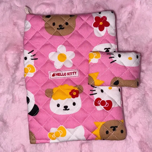 [BUNJANG] Handmade Vintage Hello Kitty Quilted Diary Cover A6 / 핸드메이드 고전 헬로키티 다이어리 커버 산리오 퀄팅 원단 희귀 다꾸템 a6