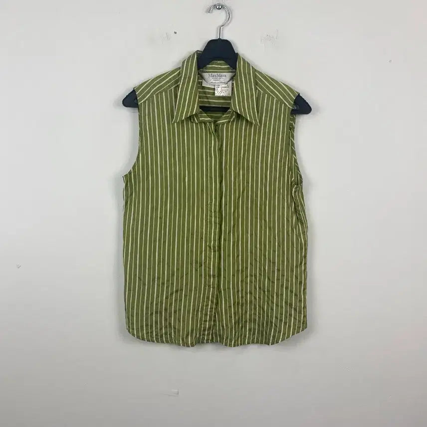 [BUNJANG] Max Mara Striped Silk Sleeveless Shirt / 막스마라 스트라이프 실크 슬리브리스 셔츠 <96>