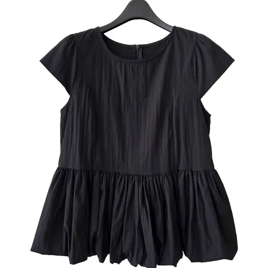 [BUNJANG] Black Balloon Cap Sleeve Blouse / M/블랙 벌룬 블라우스 캡소매