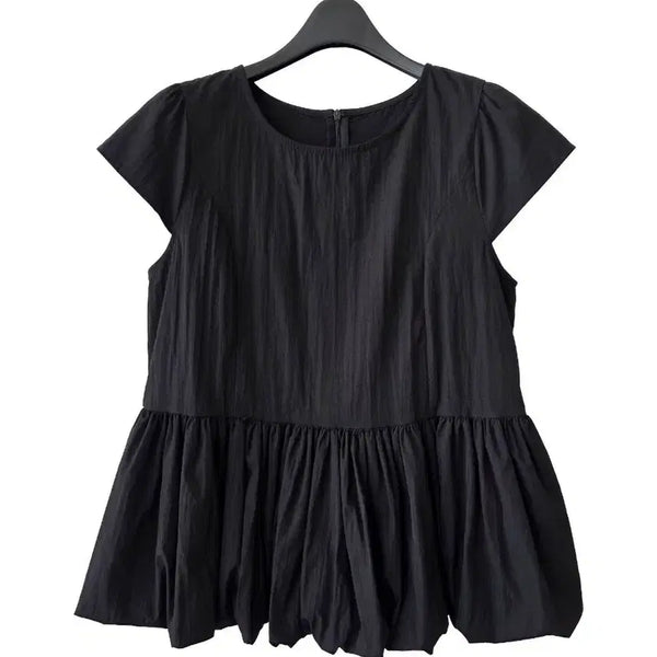 [BUNJANG] Black Balloon Cap Sleeve Blouse / M/블랙 벌룬 블라우스 캡소매