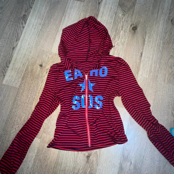 [BUNJANG] Striped Zip-Up Hoodie / 급처) 스트라이프 후드 집업