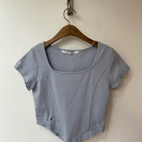 [BUNJANG] Vivacious Square Neck Cropped Short Sleeve T-Shirt / VIVACIOUS비바셔스 스퀘어 넥 크롭 반팔티