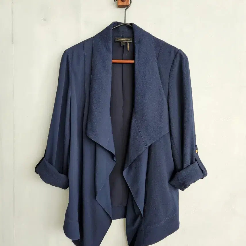 [BUNJANG] Donnakaran New York Navy Wrap Style Jacket S / 도나카란 뉴욕 네이비 랩 스타일 자켓 S