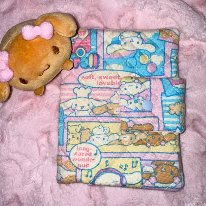 [BUNJANG] Handmade Vintage Moka Cinnamoroll Diary Cover A6 Quilted Fabric Rare Deco Item / 핸드메이드 고전 모카 시나모롤 다이어리 커버 산리오 퀄팅 원단 희귀 다꾸템 a6