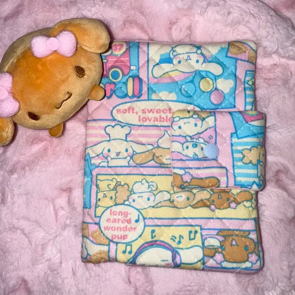 [BUNJANG] Handmade Vintage Moka Cinnamoroll Diary Cover A6 Quilted Fabric Rare Deco Item / 핸드메이드 고전 모카 시나모롤 다이어리 커버 산리오 퀄팅 원단 희귀 다꾸템 a6