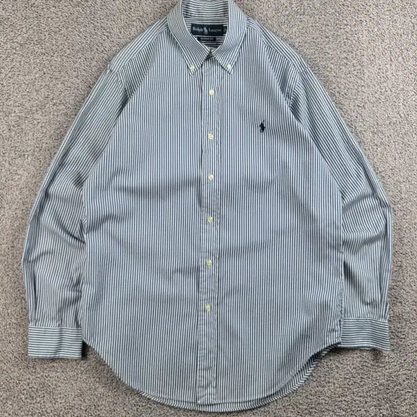 [BUNJANG] Polo Ralph Lauren Blue White Stripe Button-Down Shirt (Size L Estimated) / 폴로랄프로렌 셔츠 ( L추정 ) / 13089