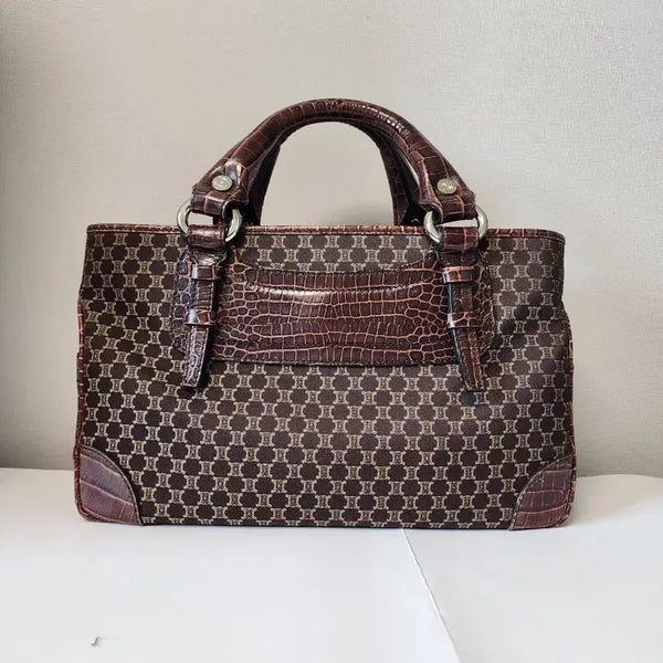 [BUNJANG] Celine Macadam Crocodile Pattern Brown Boogie Bag / 셀린느 마카담 브라운 부기백