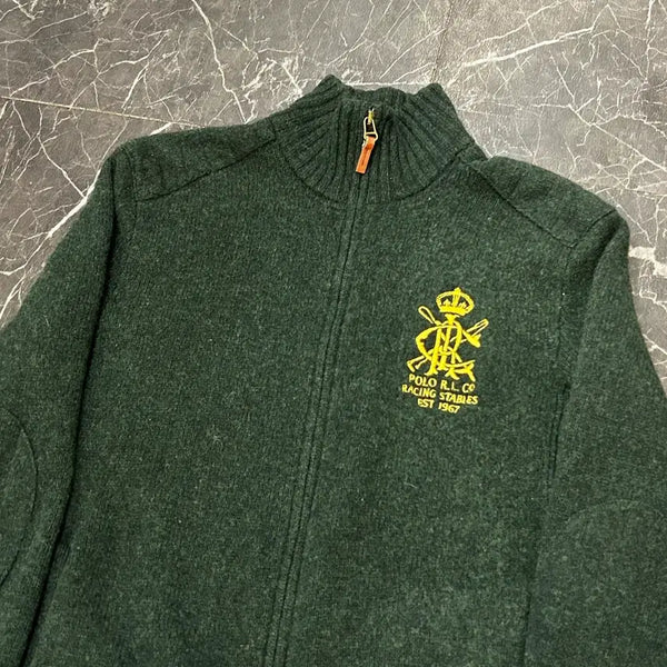 [BUNJANG] Polo Ralph Lauren Deep Green Lambswool Knit Zip-Up Jacket (M) / M 폴로랄프로렌 딥그린 램스울 니트 집업