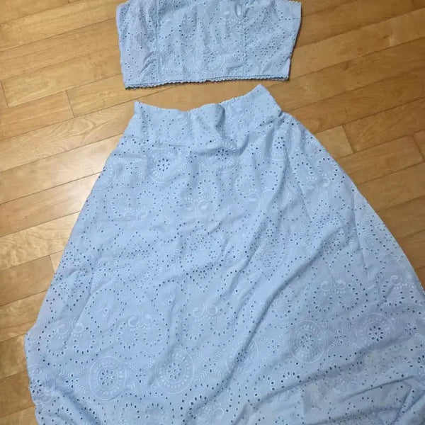 [BUNJANG] Light Blue Top and Skirt Set / 하늘색 탑, 스커트 세트