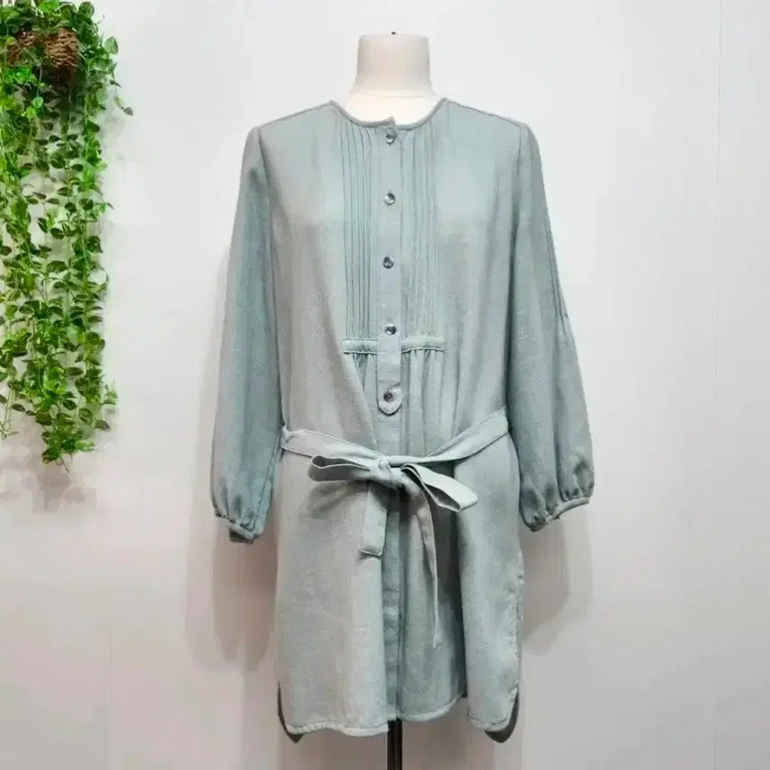 [BUNJANG] ISAE Belted Linen Blend Dress Size 12 / ISAE 이새 벨티드 린넨혼방 원피스 12사이즈