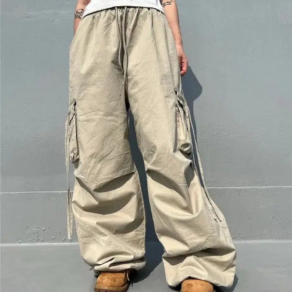 [BUNJANG] Beige Cargo Pants Wide Balloon Pants Vintage Y2K / 베이지색 카고 팬츠 와이드 벌룬 팬츠 바지 빈티지 y2k